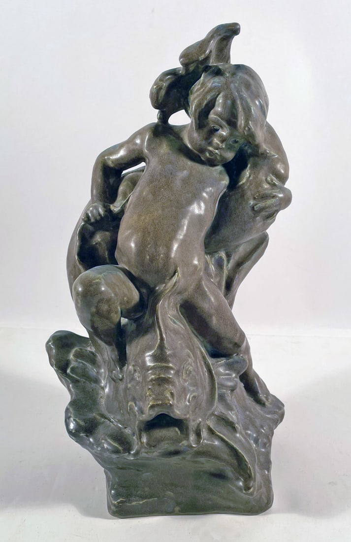 Rookwood Pottery Boy and Dolphin Sculpture (1 of 6)