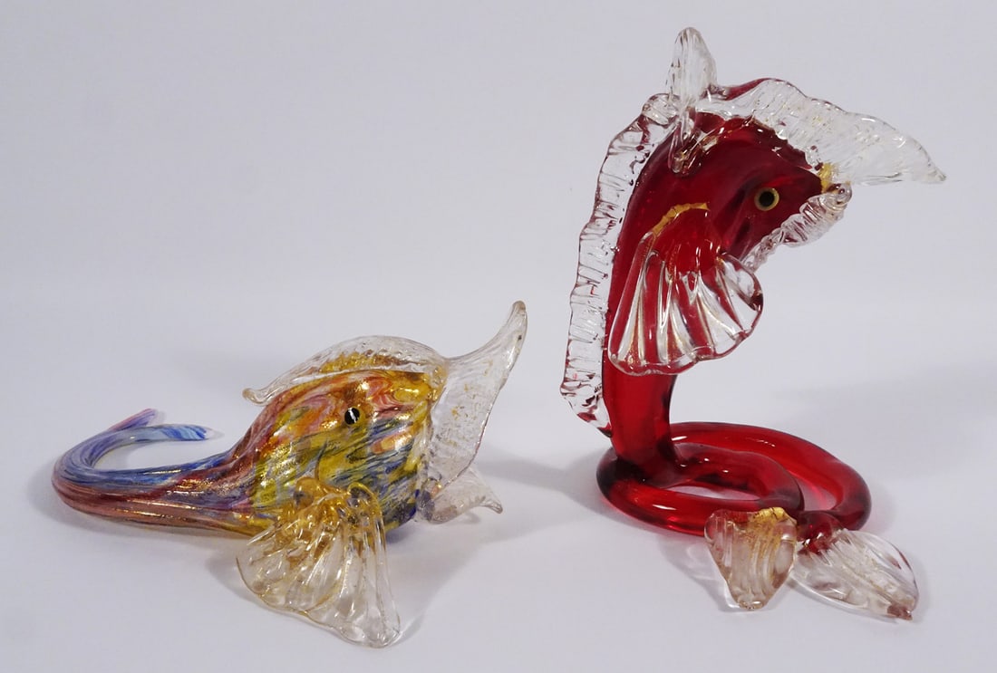 Venetian Glass Dolphin Bud Vase and Figure (1 of 3)