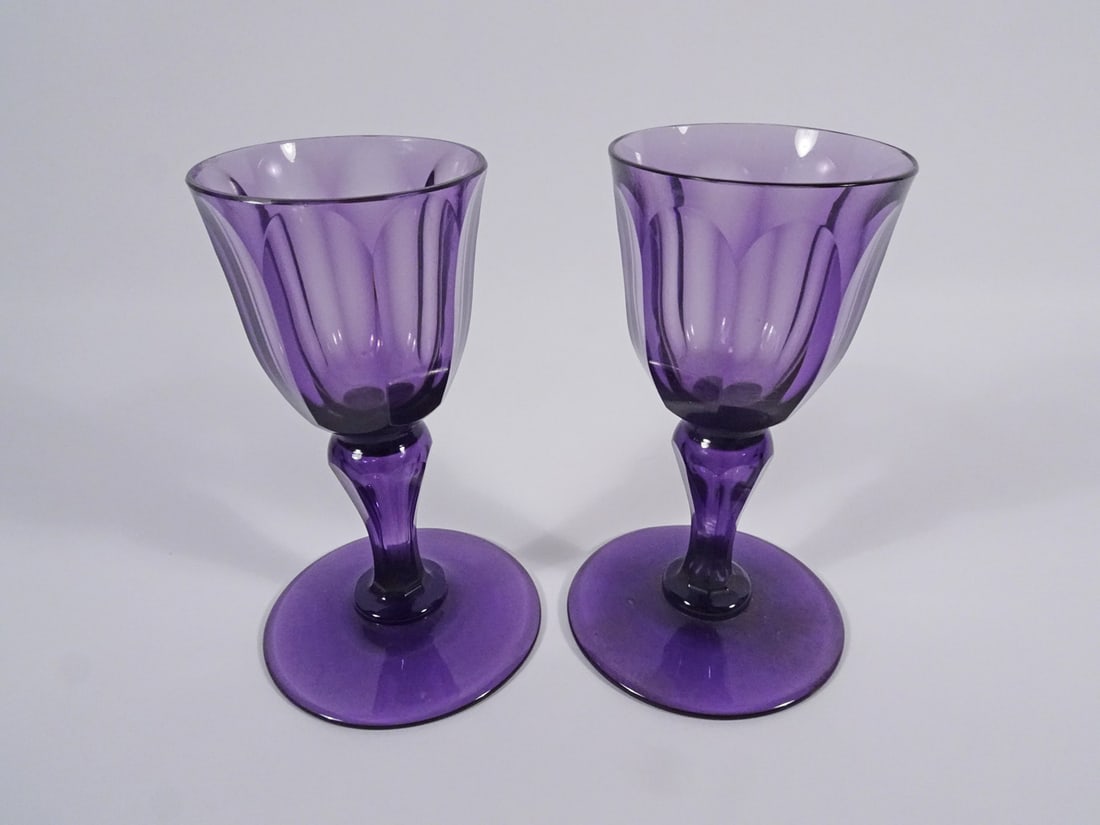 Pair of Early American Amethyst Glass Cordials (1 of 1)