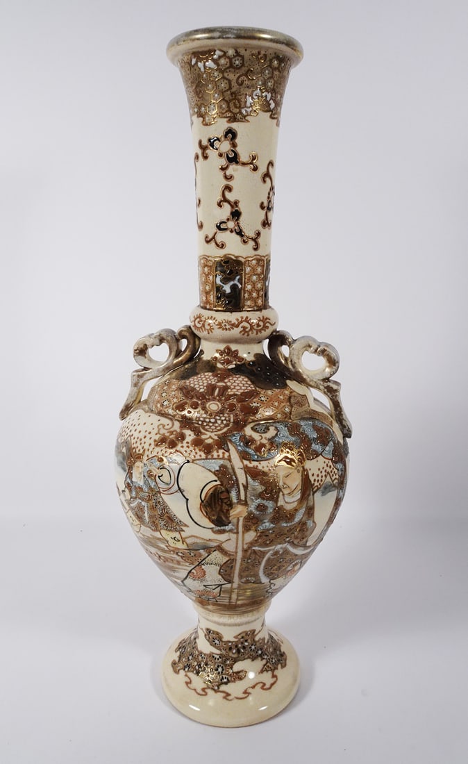 Japanese Satsuma Pottery Vase (1 of 3)