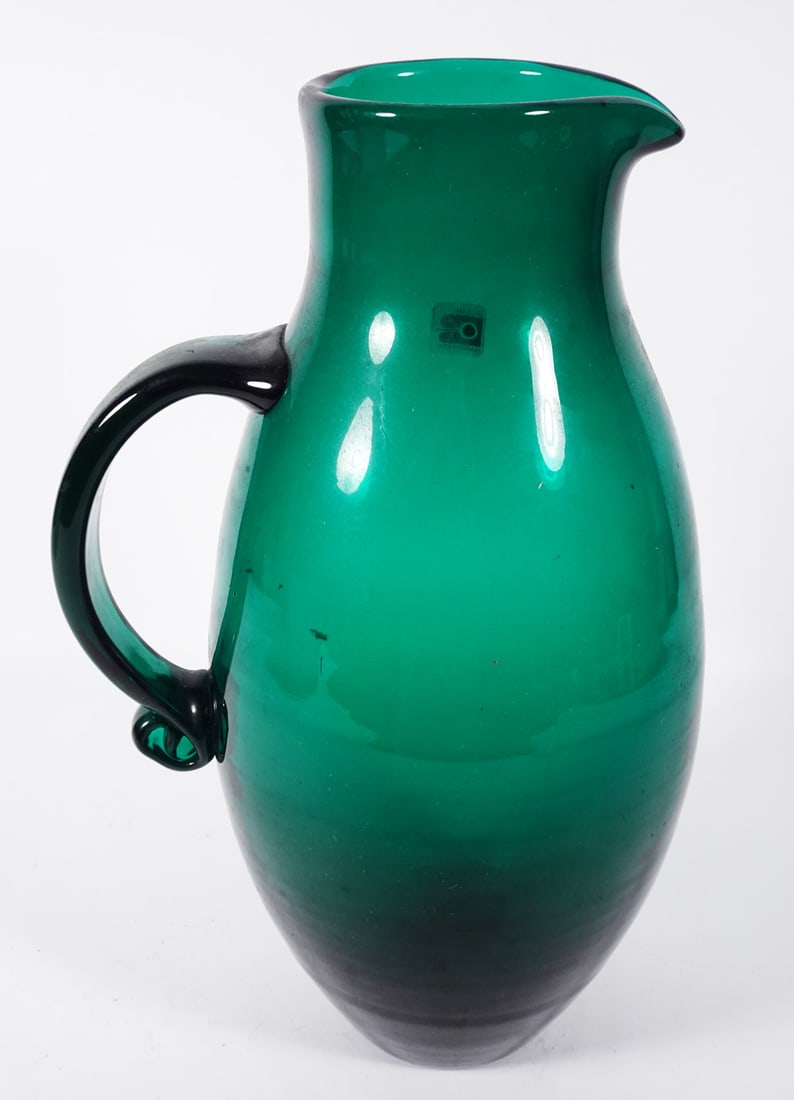 Blenko Glass Co. Green Pitcher (1 of 2)