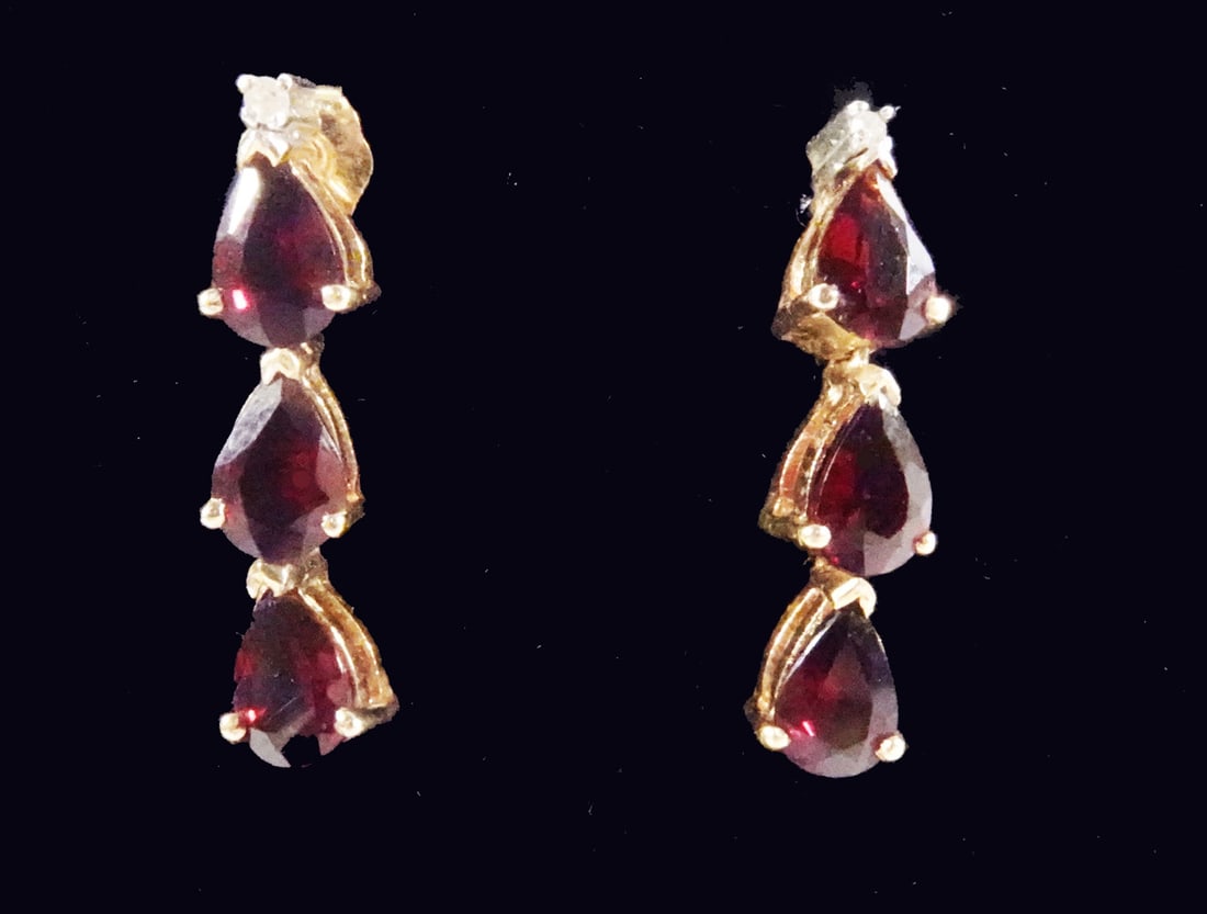 14K Dangle Garnet Earrings (1 of 1)