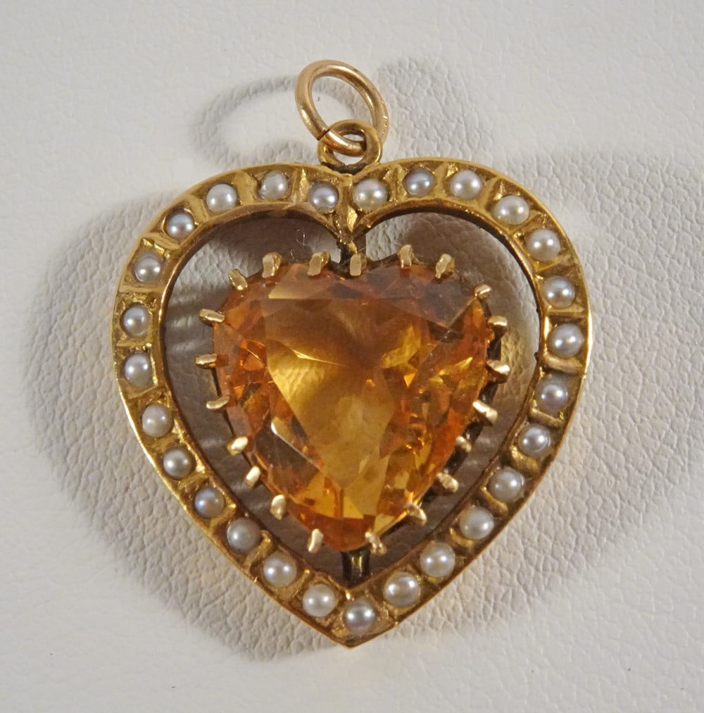Yellow Gold  Pearl and Quartz Pendant (1 of 2)