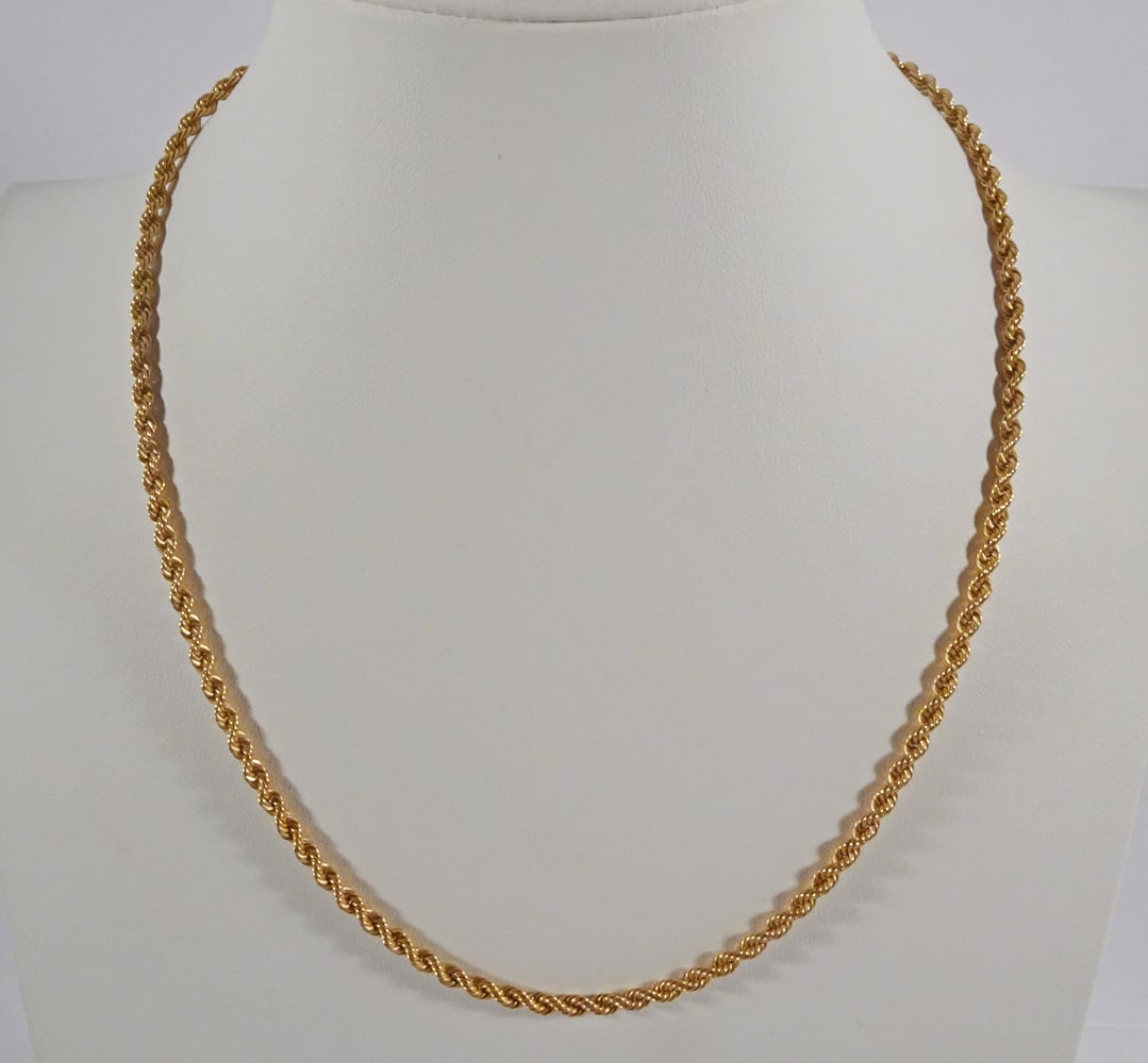 14K Yellow Gold Solid Rope Chain Necklace (1 of 3)