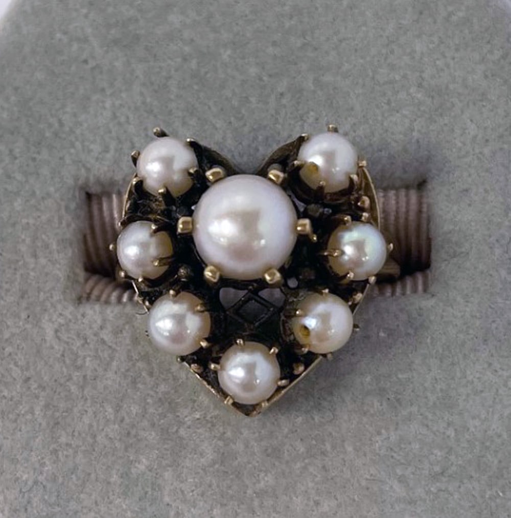 14K Gold Pearl Heart Ring (1 of 3)