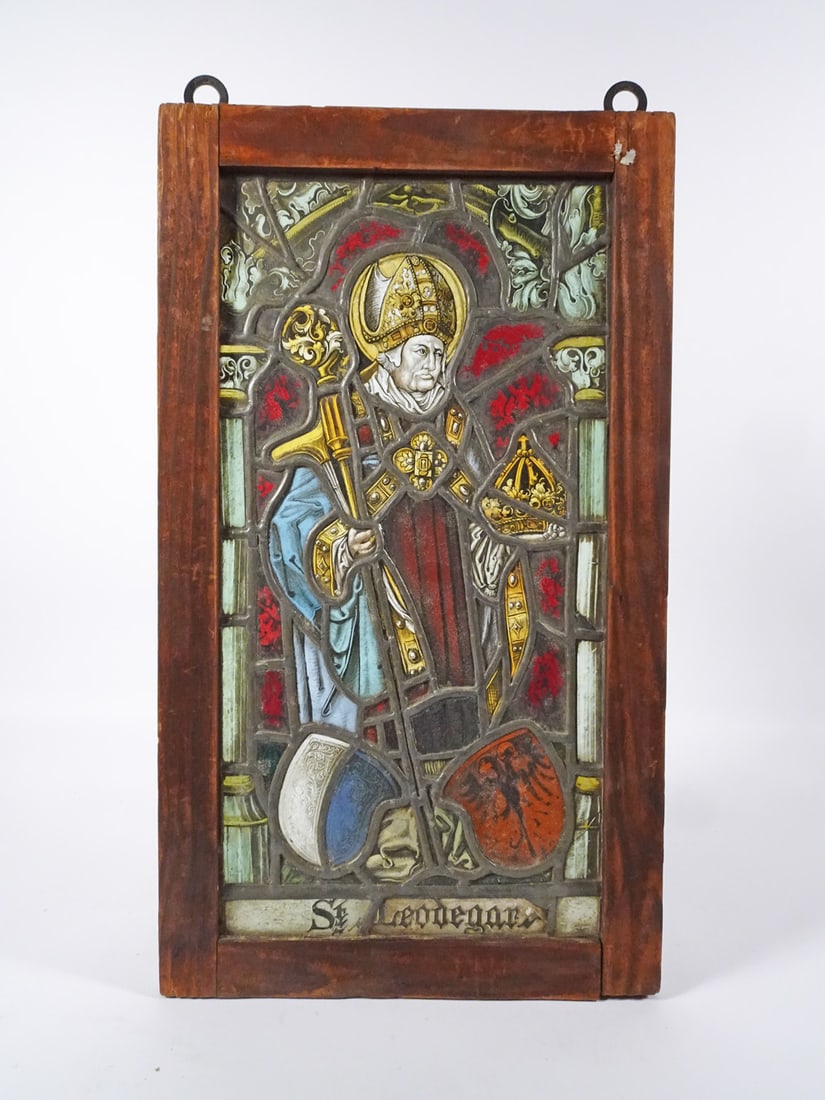 Framed Antique Religious Stained Glass Panel (1 of 1)