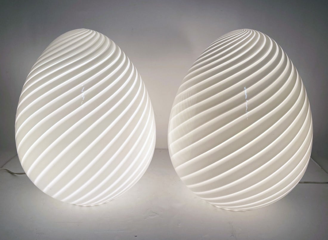Pair of Murano Glass Egg Form Table Lamps (1 of 1)