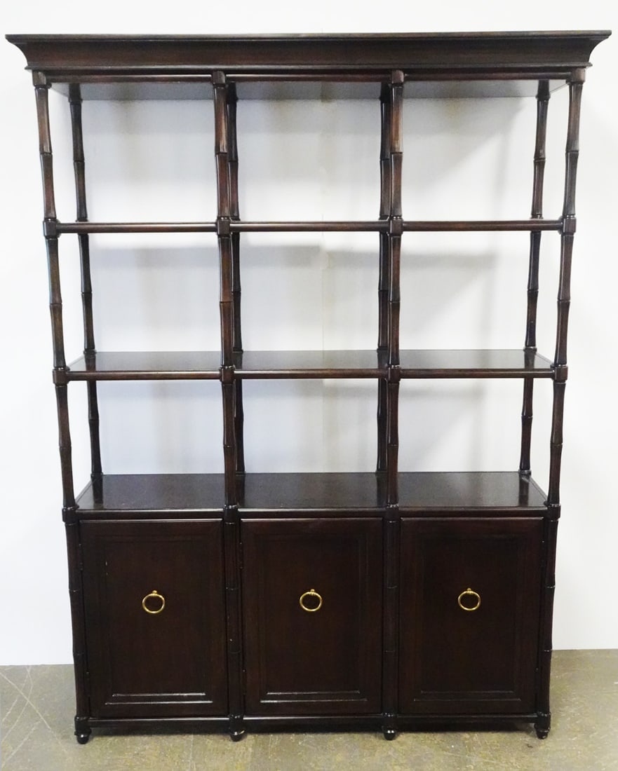 Mahogany Faux Bamboo Etagere Cabinet (1 of 1)