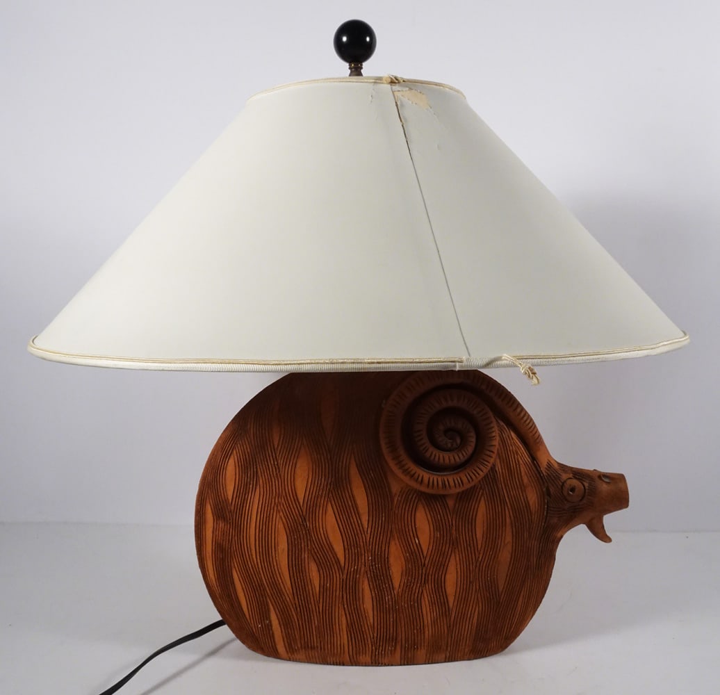 Modernistic Terracotta Ram Table Lamp (1 of 2)