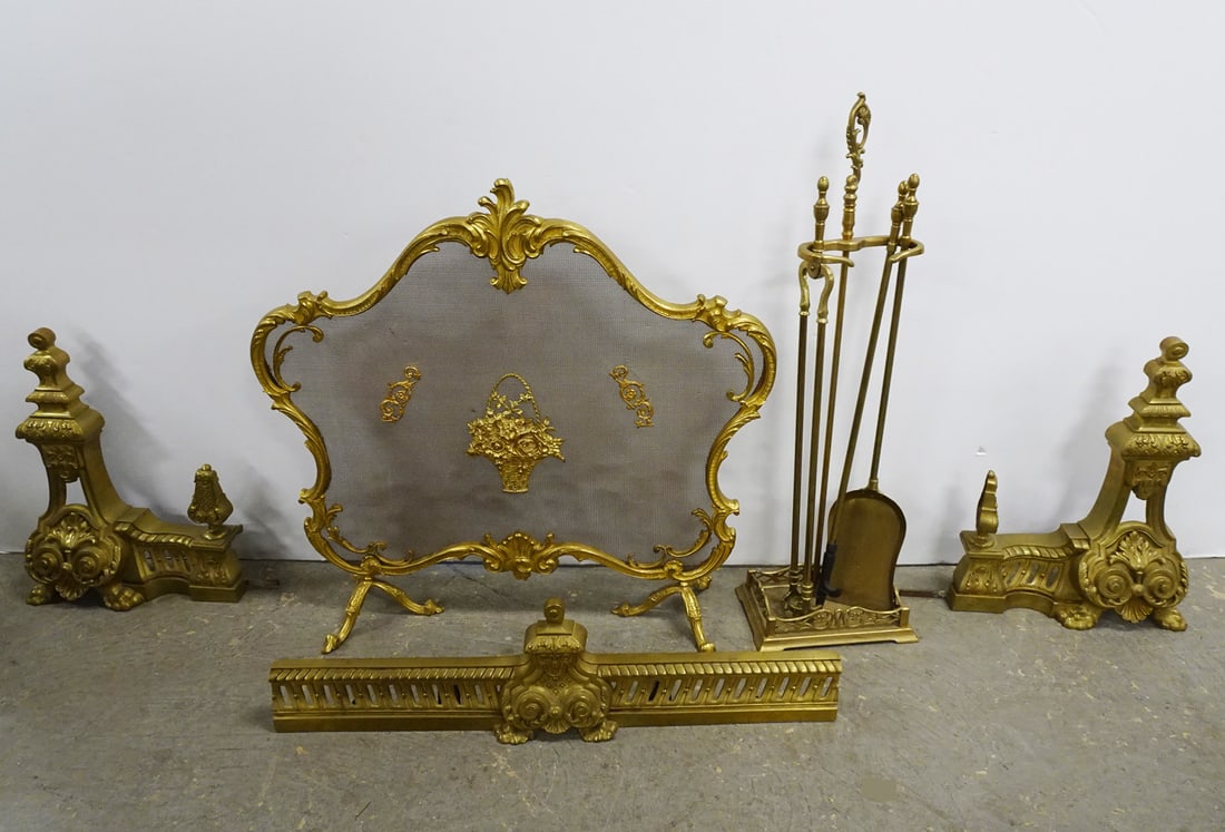 Louis XV Style Brass Fireplace Set (1 of 1)