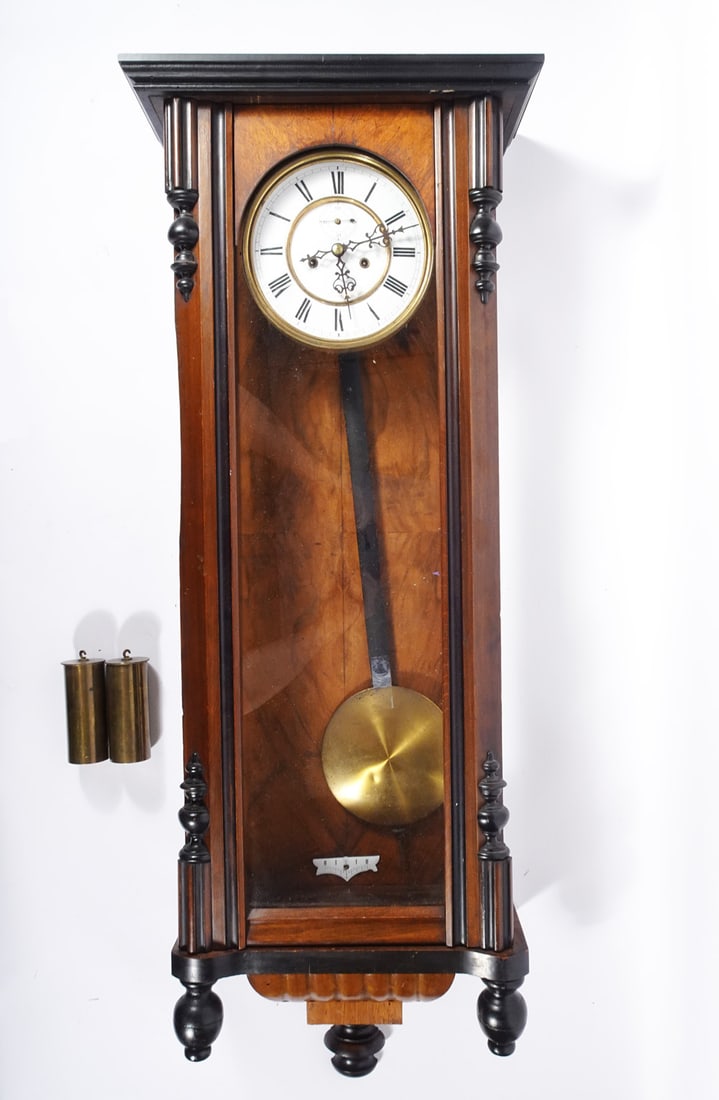 Walnut and Ebony English Regulator Wall Clock (1 of 1)