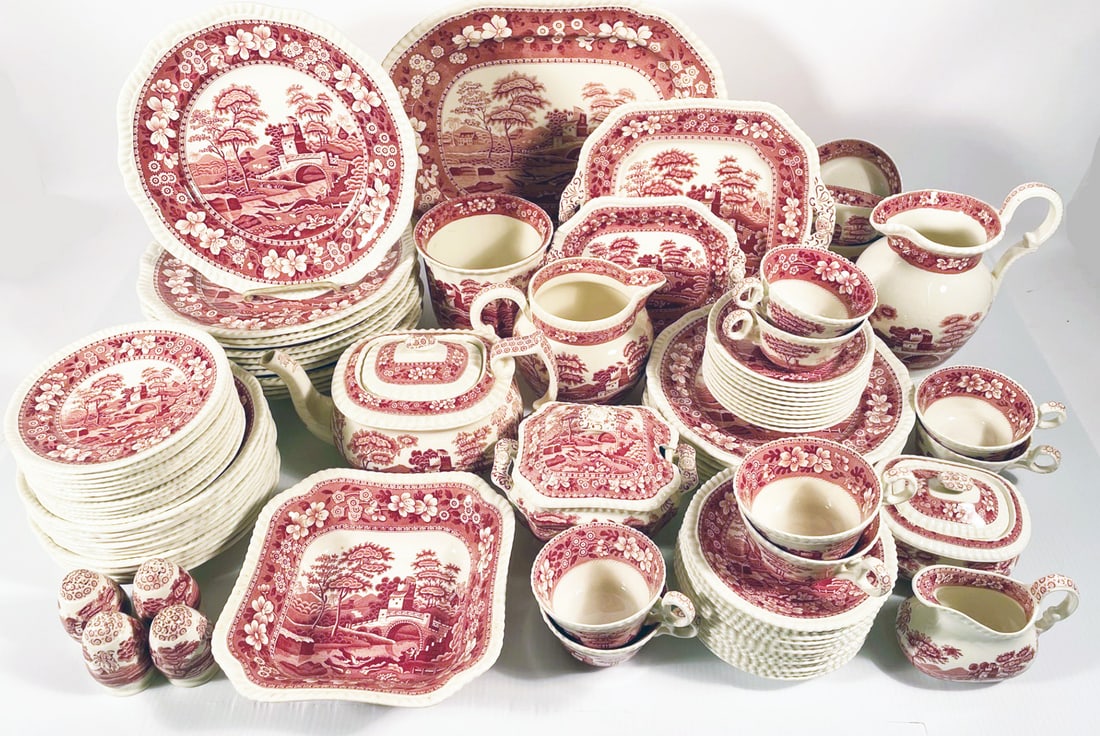 Copeland Spode Pink Tower Pattern Dinner Service (1 of 3)