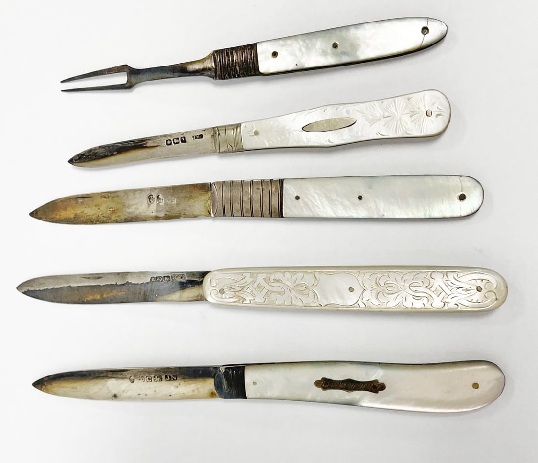English Silver Blade Ladies Pocket Knives Grouping (1 of 2)