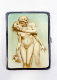 Continental 935 Silver and Enameled Cigarette Case