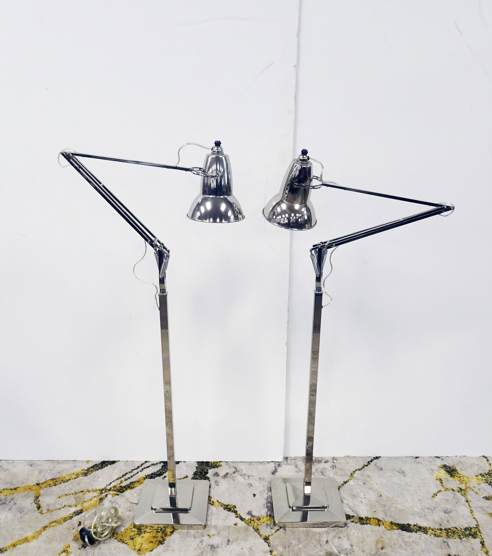 Pair of Pottery Barn Adjustable Chrome Floor Lamps (1 of 2)