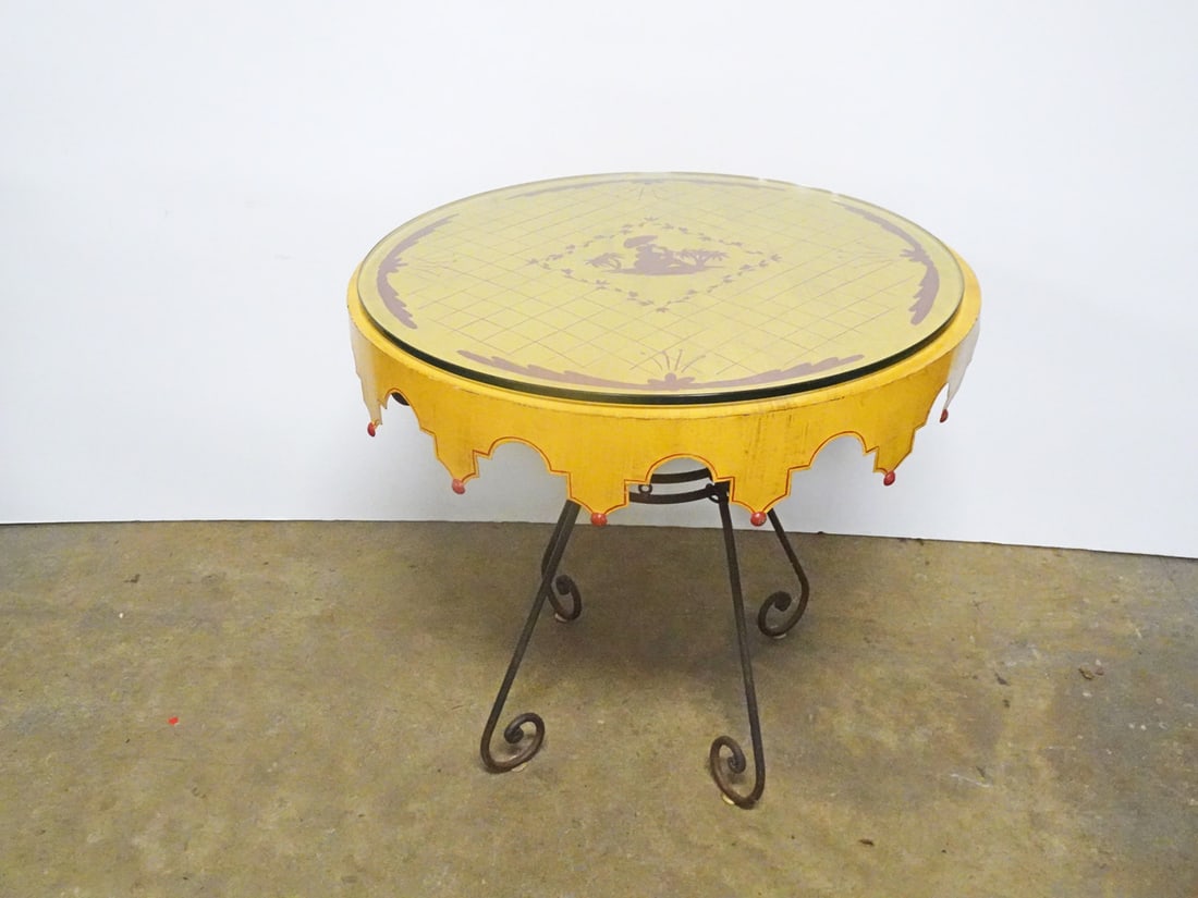 Tole Top and Iron Base Bistro Table (1 of 2)