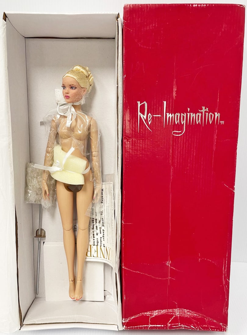 2012 Robert Tonner Fashion Doll: 2012 Robert Tonner Fashion Doll, Re-Imagination "Flamingo", Flights of Fancy Tonner Convention 2012 with certificate, 16" multi-jointed limited to 300, nude with stand