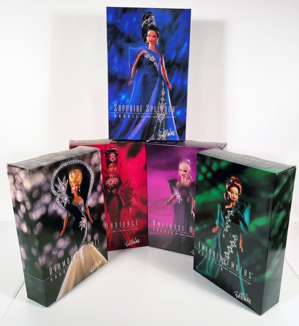 Five Bob Mackie Barbies Jewel Essence Collection in boxes (1 of 1)