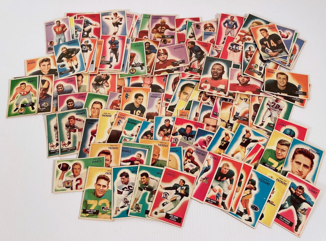 1955 Bowman Football Cards Grouping: One hundred and twenty-five piece 1951 Bowman Football cards grouping, includes Hall of Famer and rookie cards