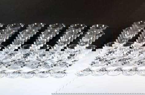 Blenko Glass Baluster Pattern Stemware: Blenko Glass Company Baluster pattern stemware, clear colored, 5 7/8" Wine Glass (qty 9) and 7 1/2" Water Goblet (qty 12), unmarked, circa mid 20th c. to late 20th c.