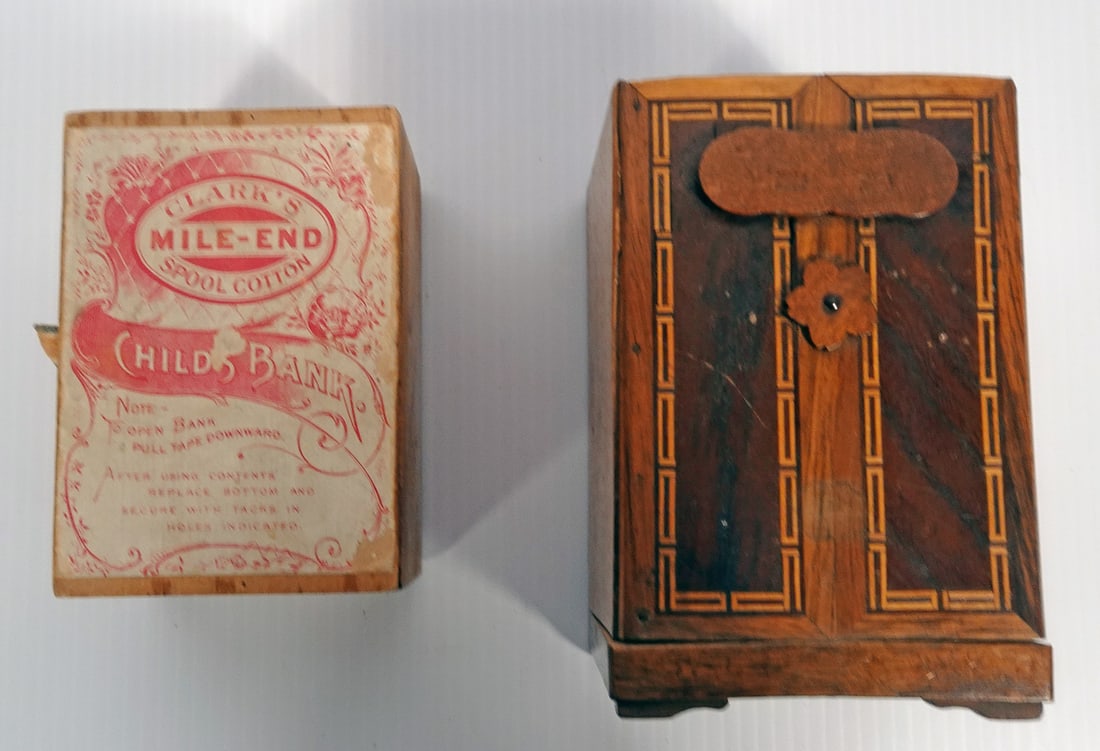 Antique Wood Trick Drawer Banks (1 of 2)