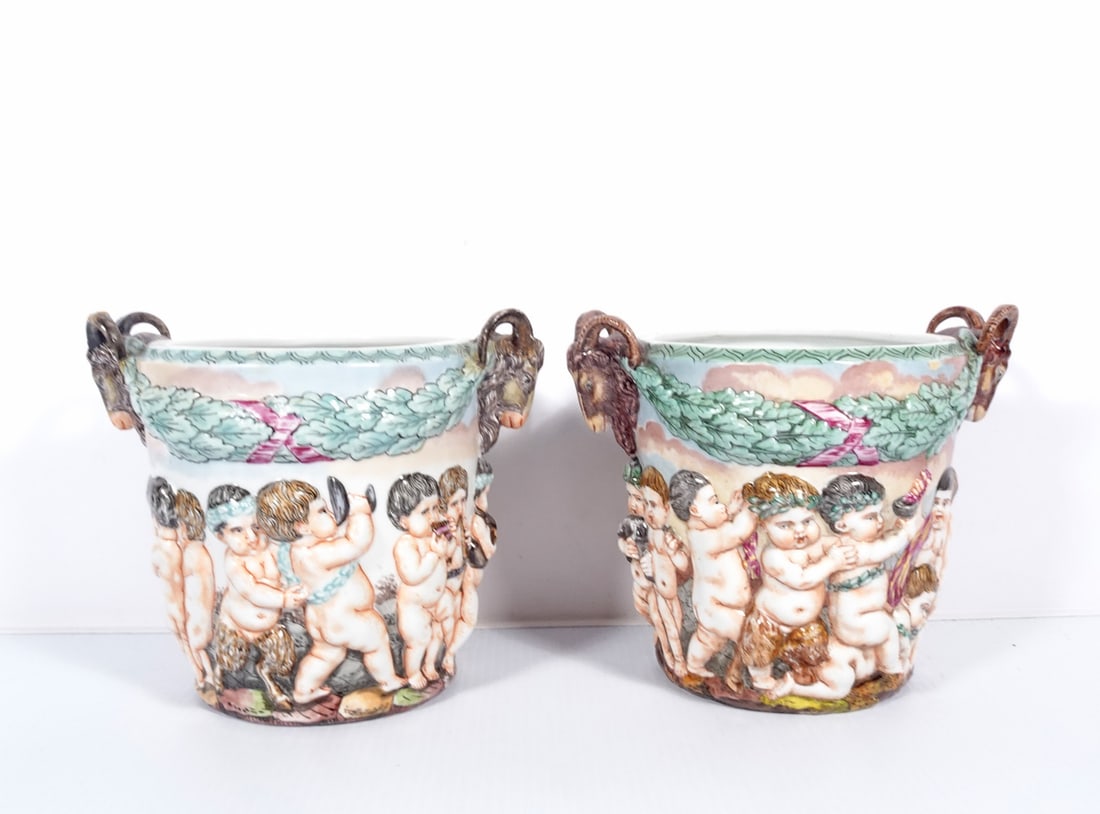Pair of Capodimonte Italian Porcelain Vases (1 of 3)