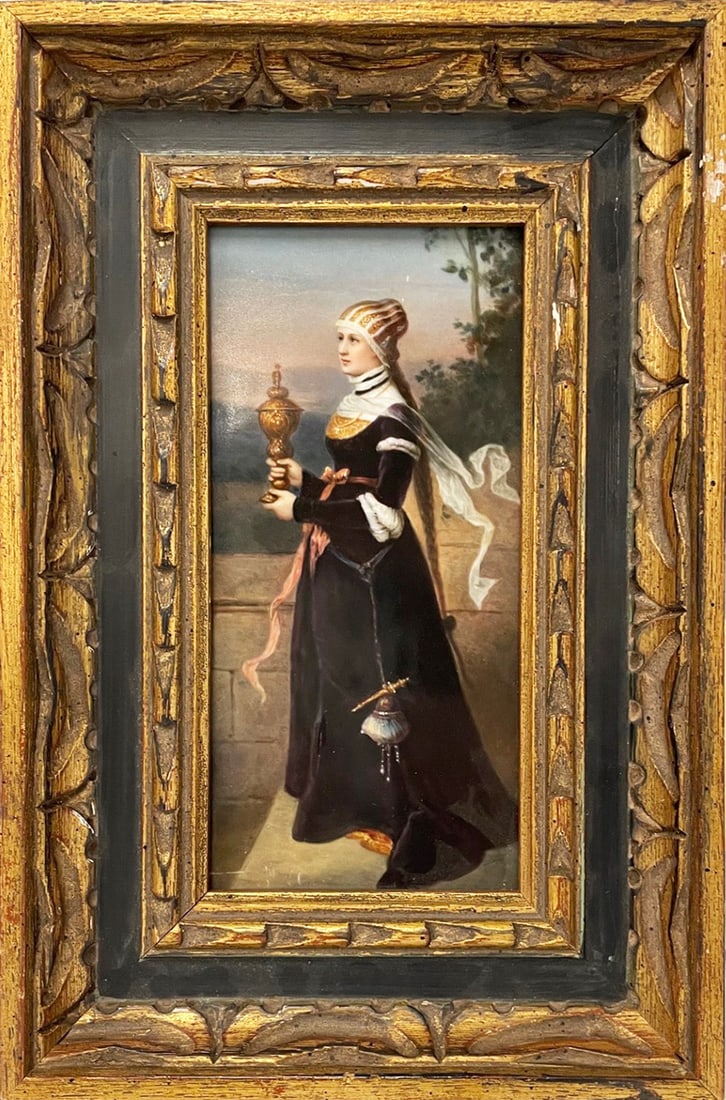 German Hand Painted Porcelain Portrait Plaque (1 of 2)