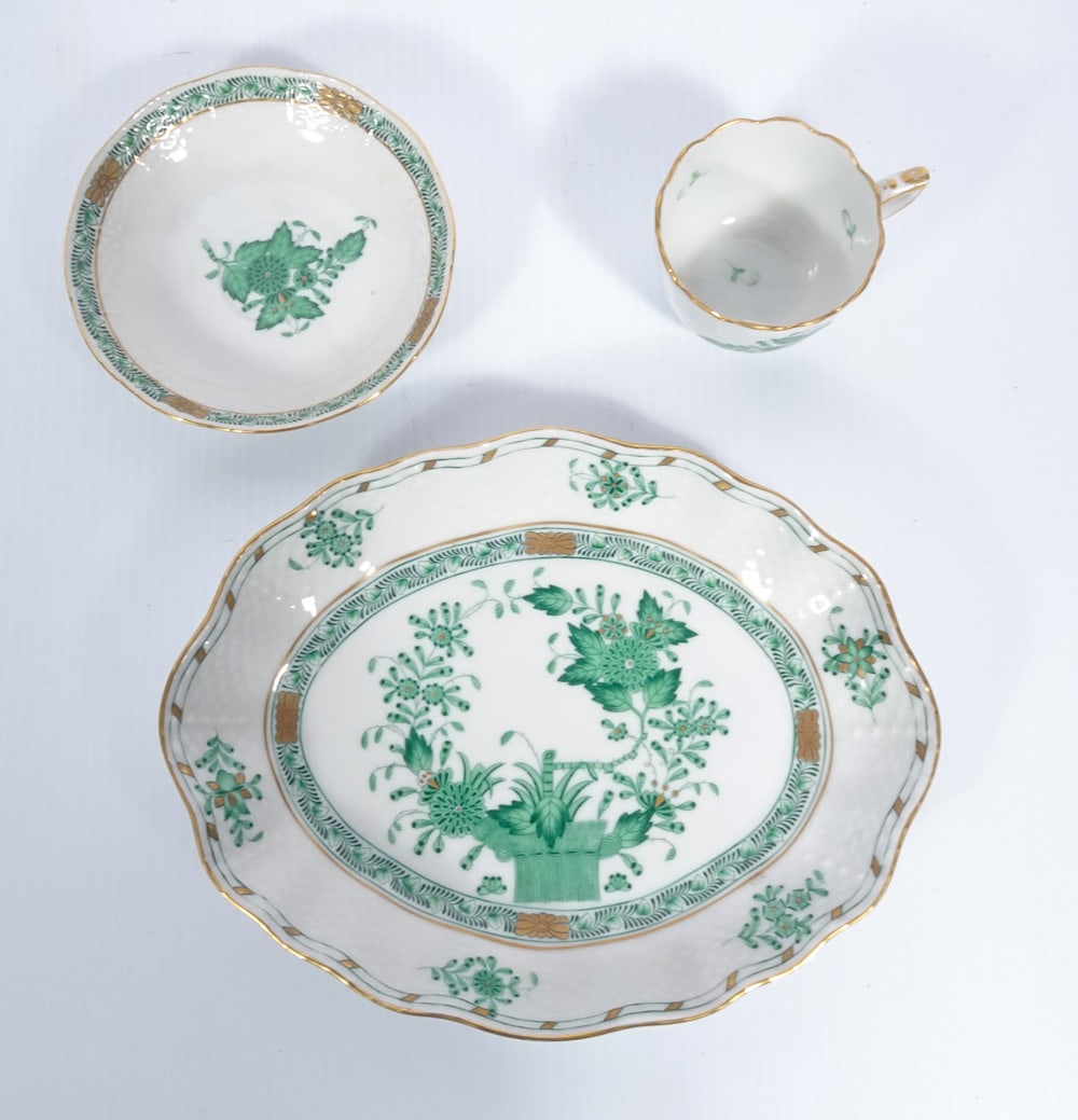 Herend Porcelain Indian Basket Green Grouping (1 of 2)