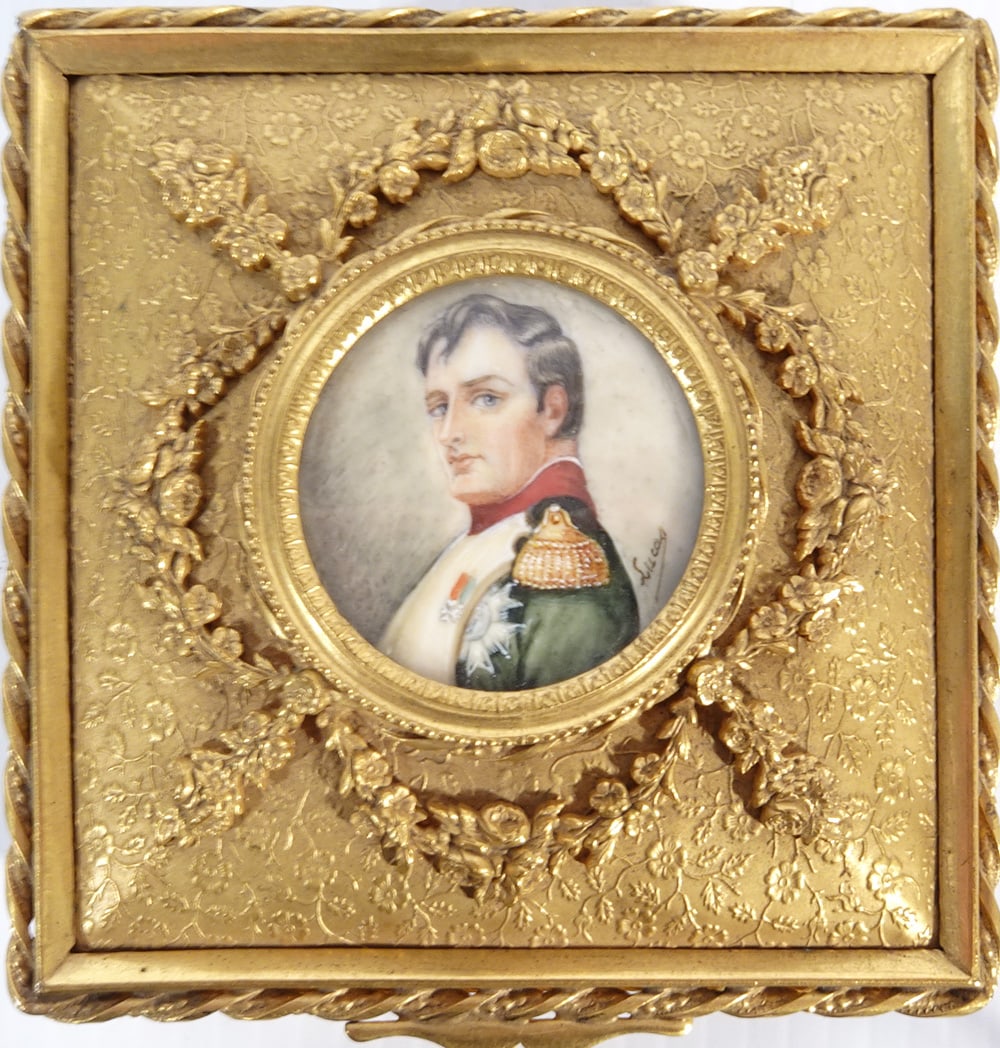 French Gilt Metal Box w/Napoleon Portrait (1 of 2)