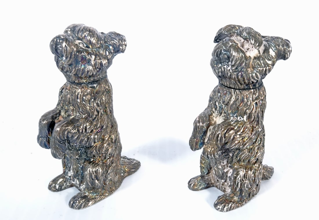 English Silver Dog Form Salt and Pepper Shakers (1 of 2)