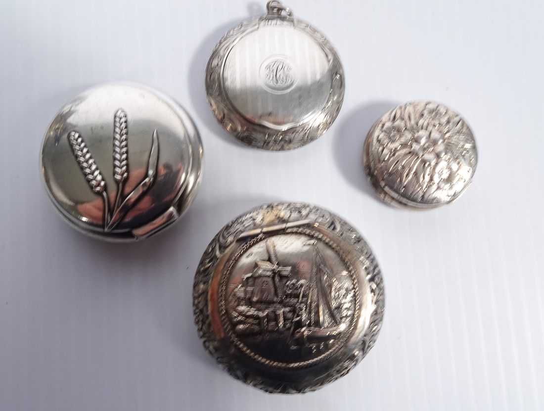 Silver Pill Box and Pill Pendant Grouping (1 of 2)