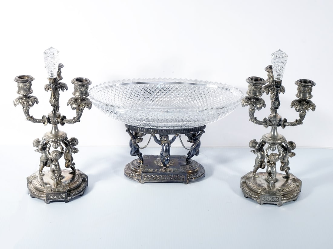 Pairpoint Silverplate and Glass Garniture Set (1 of 2)