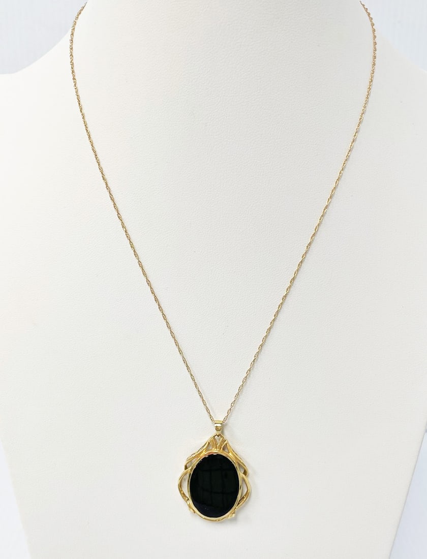 14K Gold Chain with Onyx Pendant (1 of 3)