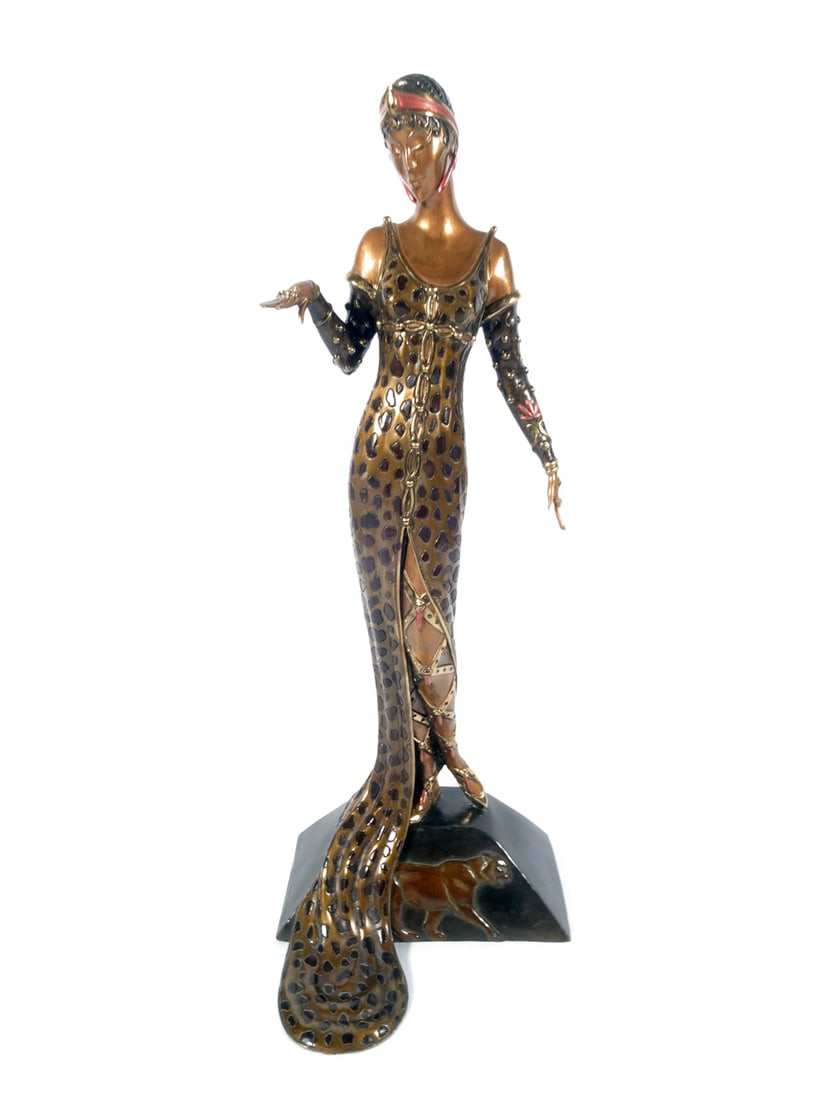 Romain Erte De Tirtroff Bronze Sculpture: Romain Erte De Tirtoff (New York, Russian and French artist, 1892-1990) bronze sculpture, titled Julietta, Erte incised signature on right side of base, SEVEN ARTS LTD LONDON incised mark on left side