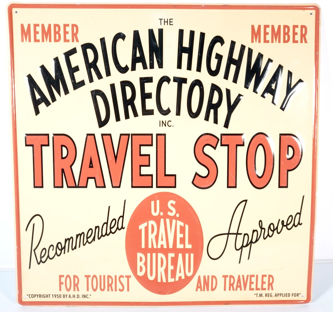 Vintage Tin Travel Bureau Advertising Sign (1 of 1)