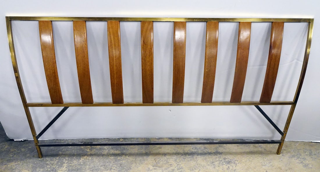 Brass, Steel and Mahogany Headboard (1 of 1)