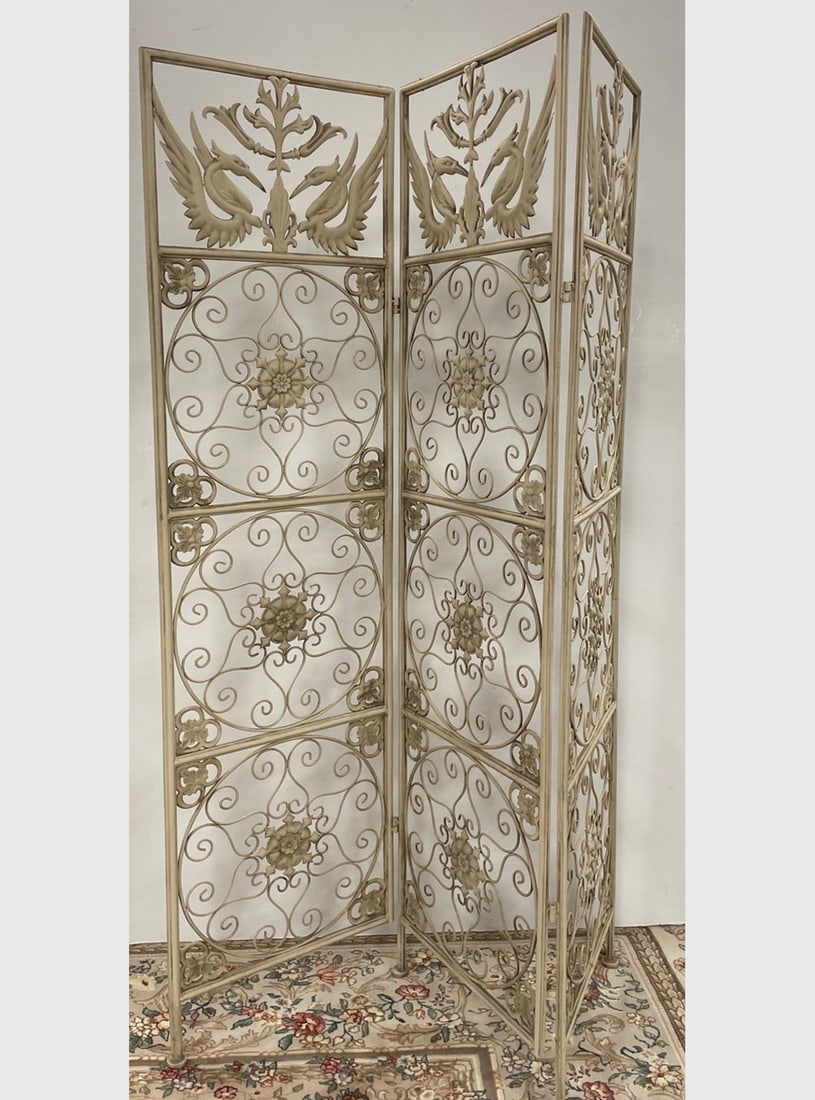 Wrought Iron Three Panel Screen (1 of 1)