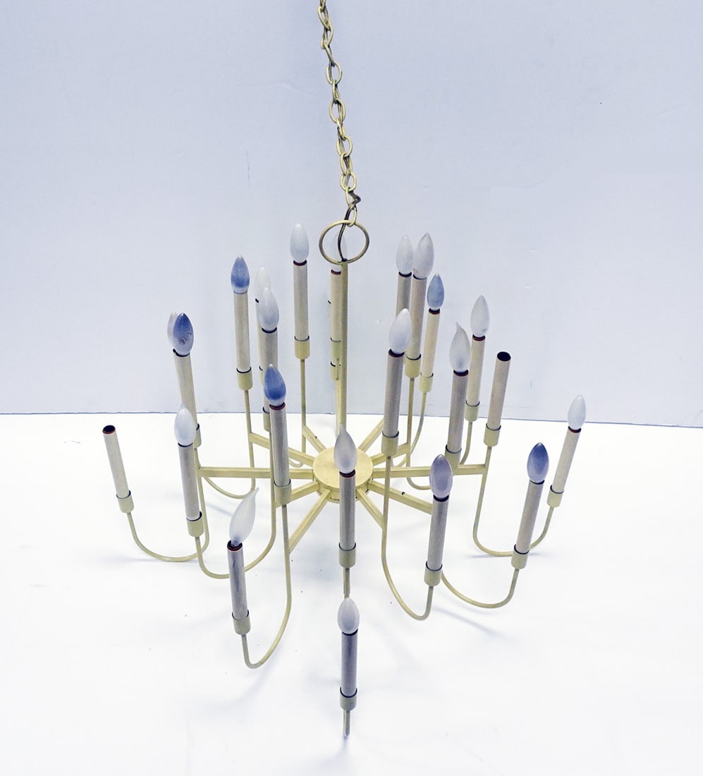 Designer/Decorator Style Chandelier: Designer/decorator style chandelier, twenty-four individual candlestick form lights, unsigned, manufacturer unknown, mid 20th c., 29" (h) x 24"