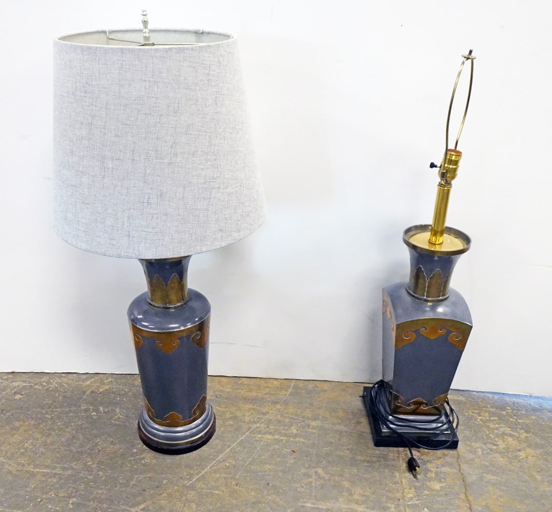 Chinese Pewter and Brass Vasiform Lamps (1 of 1)