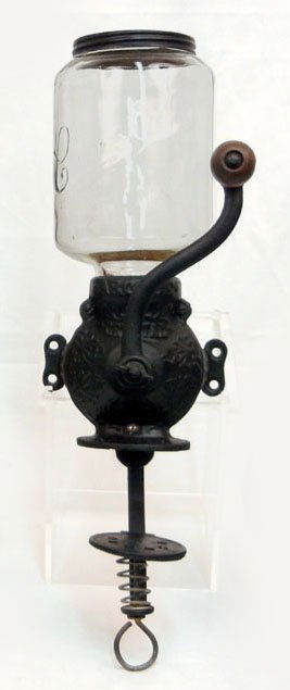 Arcade Crystal No. 3 coffee grinder, wall mounted,: Arcade Crystal No. 3 coffee grinder, wall mounted, Arcade lid, 18" high