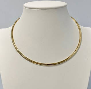 14K Gold Omega Necklace: 14K gold omega necklace, stamped 14KT Italy, 24.3 grams