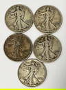 Five Walking Liberty Halves