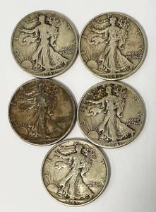 Five Walking Liberty Halves