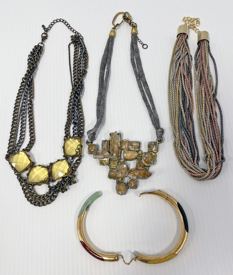 14K Gold Bangle and Three Costume Necklaces (1 of 2)