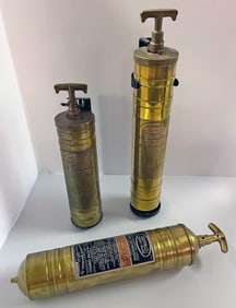 Vintage Brass Wall Hanging Fire Extinguishers