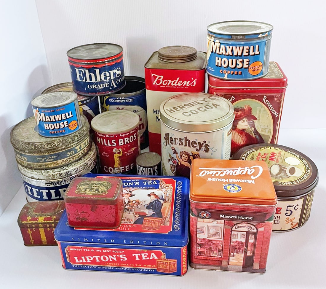 Vintage/Modern Advertising Tins Grouping (1 of 1)