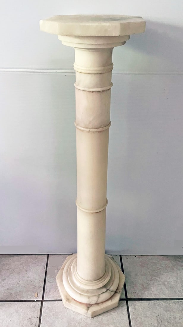 Vintage White Marble Pedestal (1 of 2)