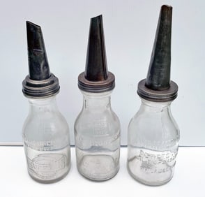 Vintage Glass Oil Bottles Grouping