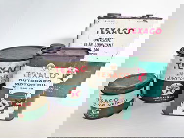 Vintage Texaco Grease, Lubricant and Oil Cans