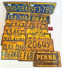 Vintage Pennsylvania License Plates Grouping